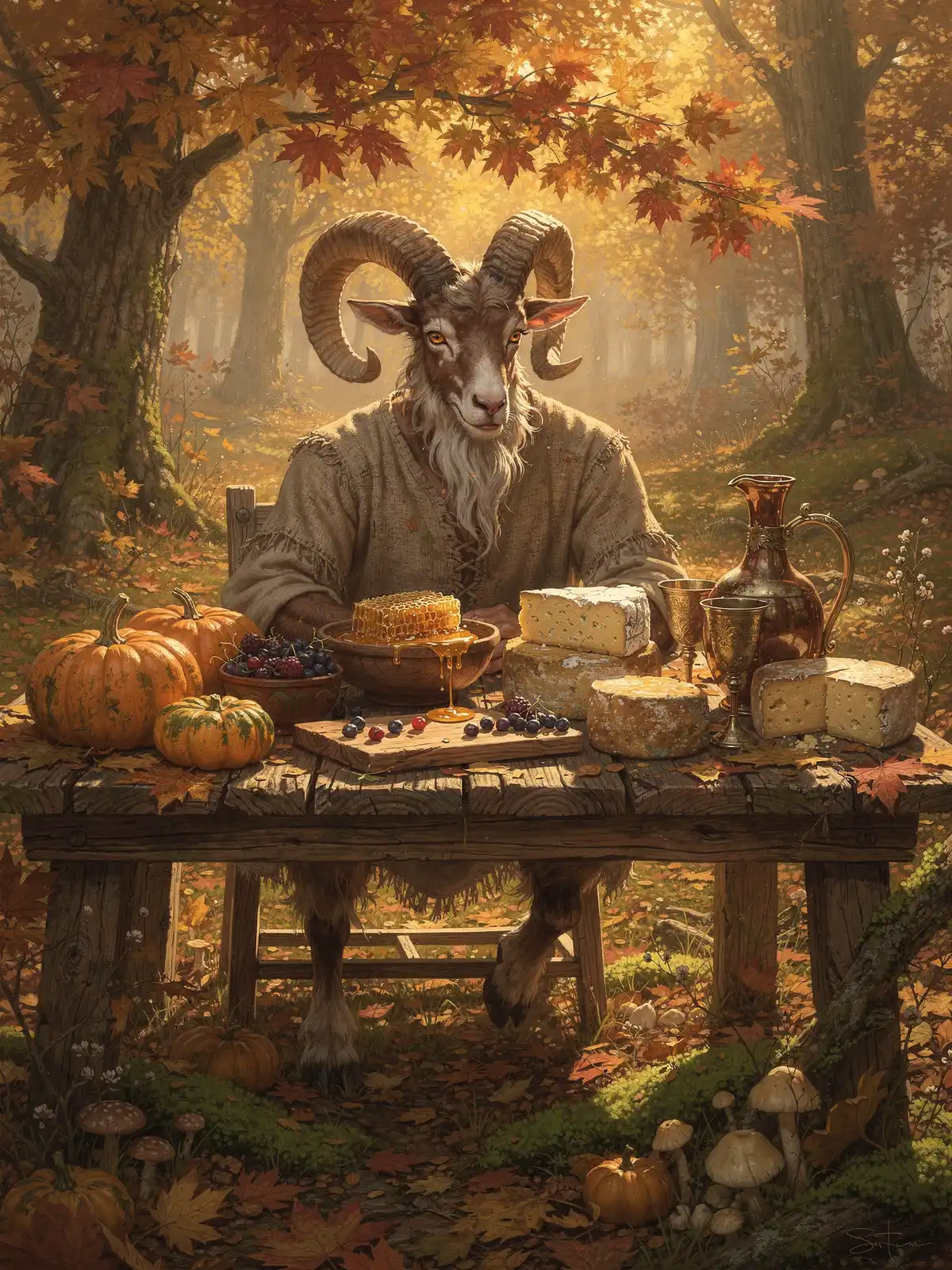 Satyr bei herbstlichem Waldbankett