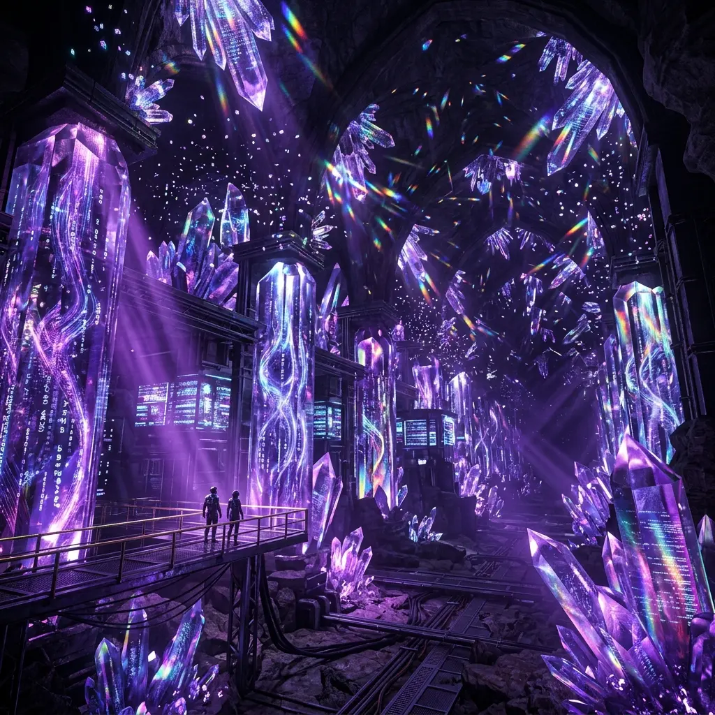 Kristallines Daten-Archiv in Violett