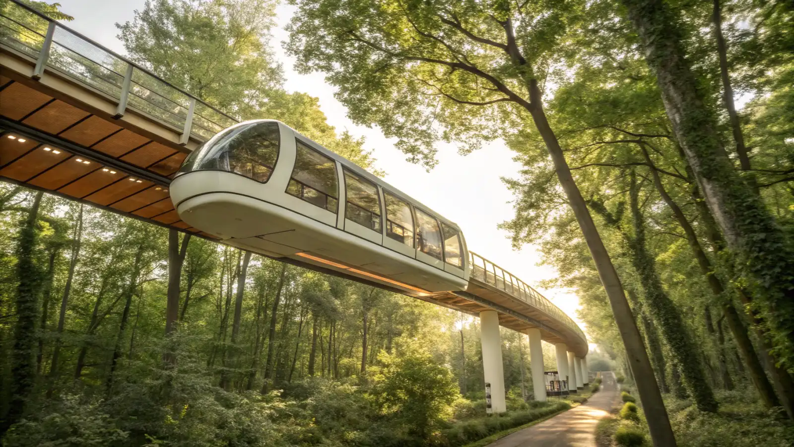 Retro-Futuristische Waldbahn im Eames-Stil