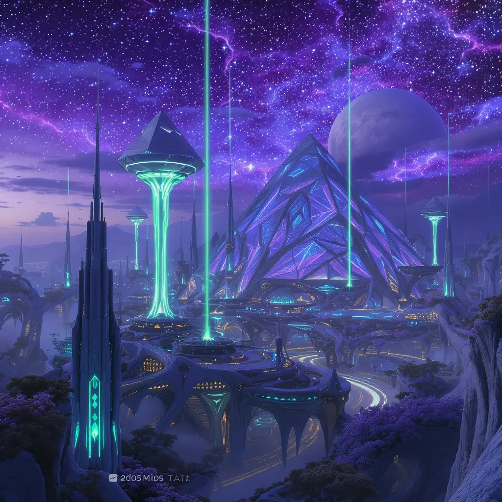 Schwebende Pyramiden-Metropole