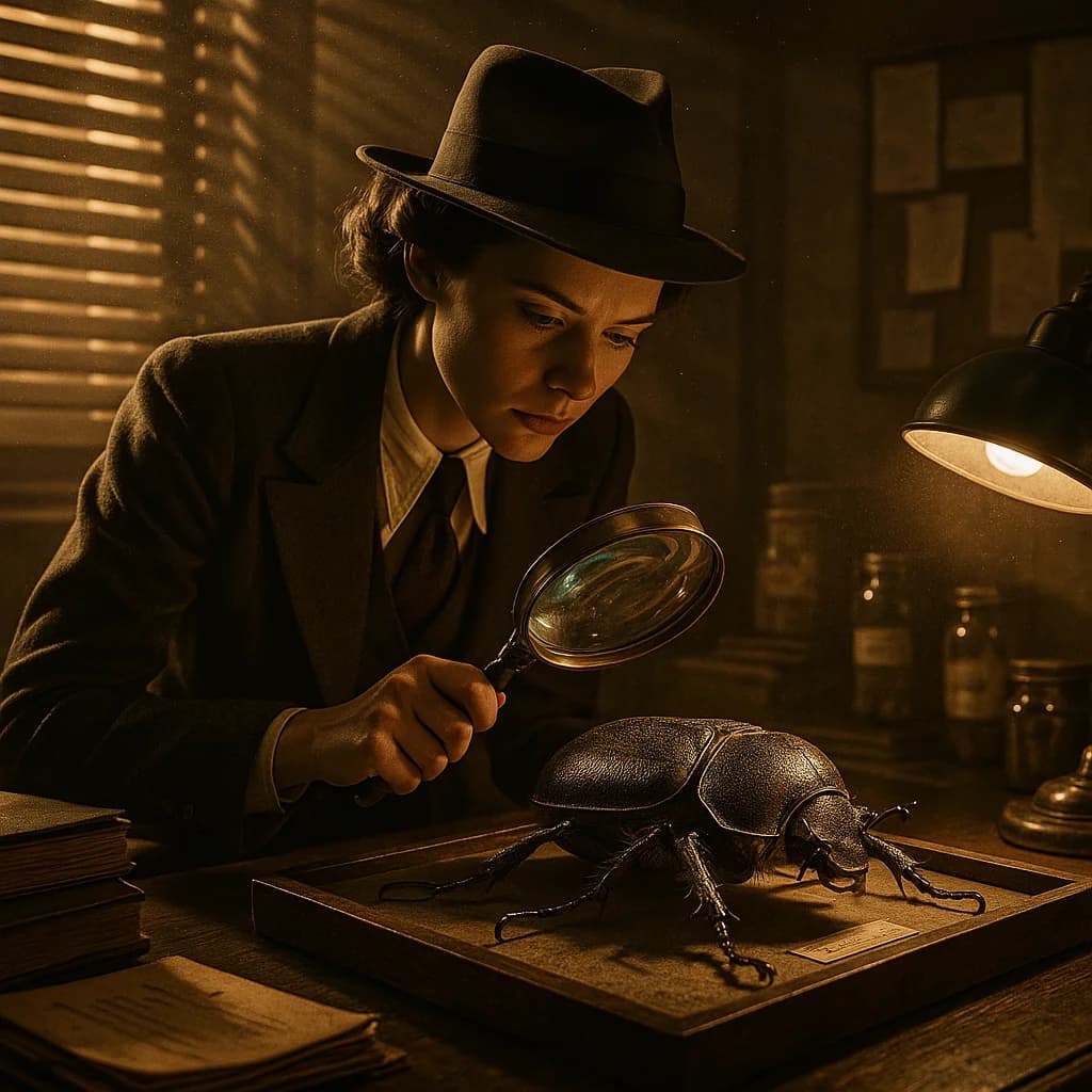 Detektivin untersucht mysteriösen Riesenkäfer
