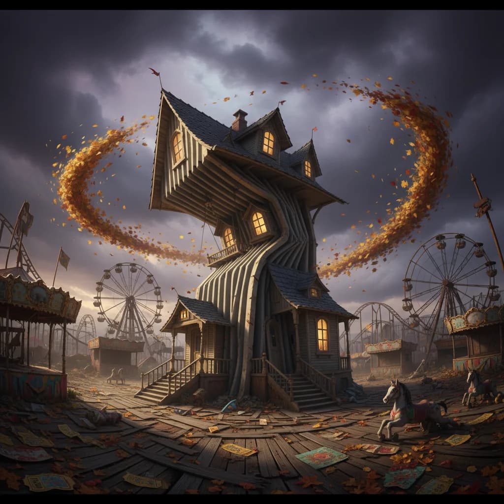 Akkordeon-Haus im Herbststurm