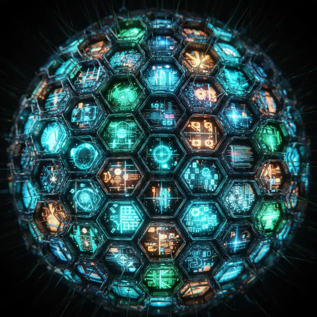 Digitales Fliegenauge mit Monitor-Facetten