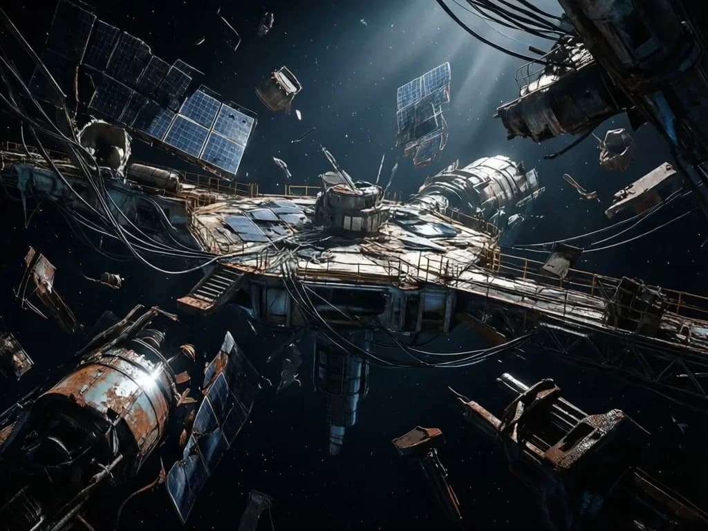 Industrieller Raumstations-Schrottplatz