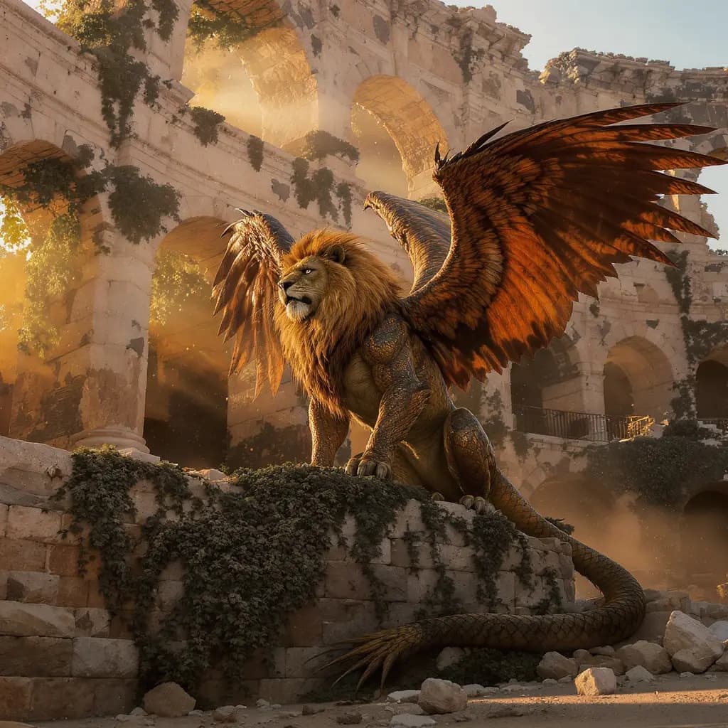 Chimäre in verfallener Arena