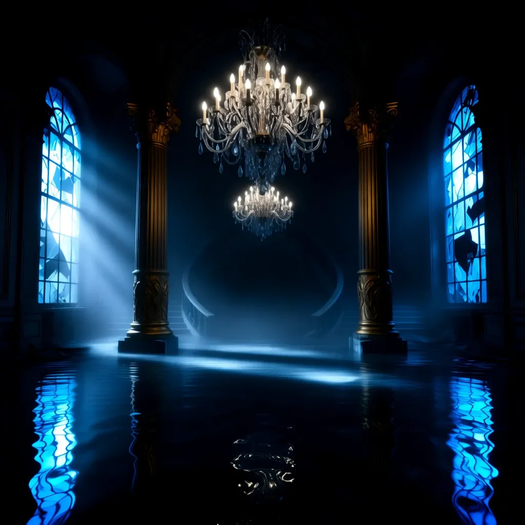 Versunkener Kristallpalast mit Spiegelungen