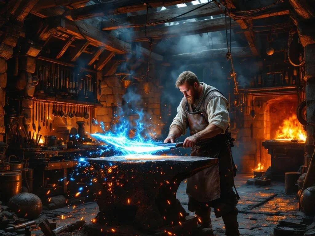 Mittelalterliche Laser-Schwert Schmiede