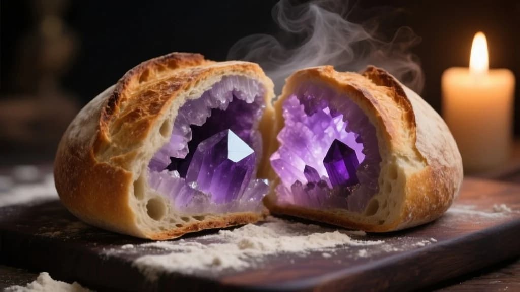 Amethyst-Brot mit kristallinem Innenleben
