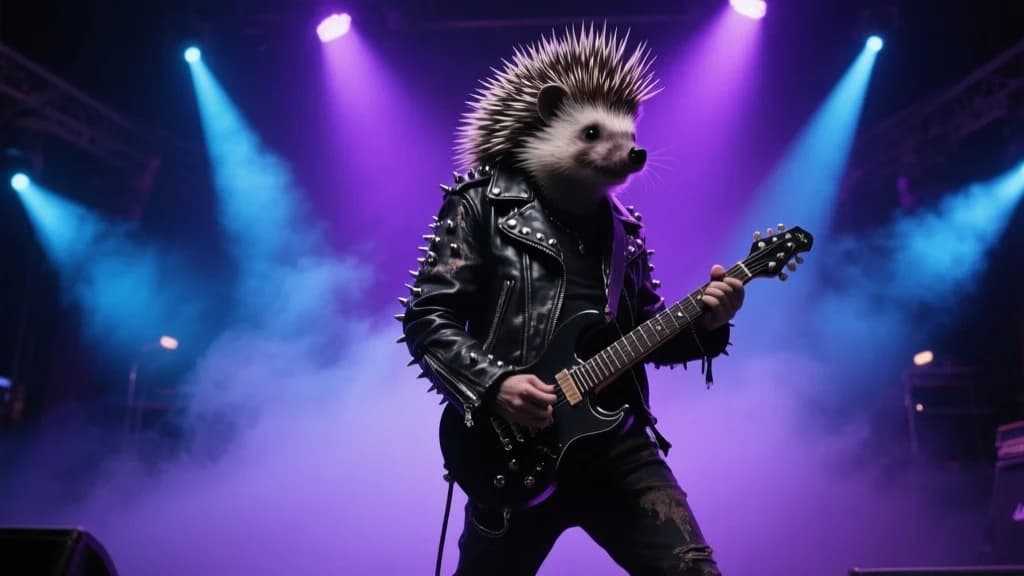 Punk-Igel mit Stachel-Irokese auf der Bühne