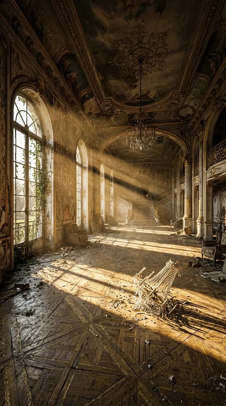 Verlassener Ballsaal mit Lichtstrahlen