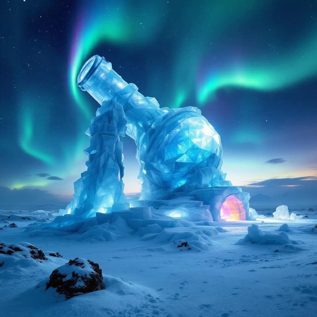 Eisteleskop unter Nordlichtern