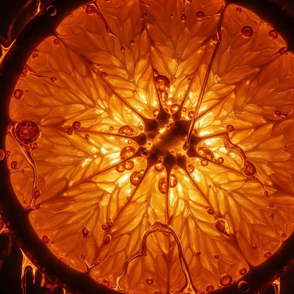 Magma-Orange mit glühender Zellstruktur