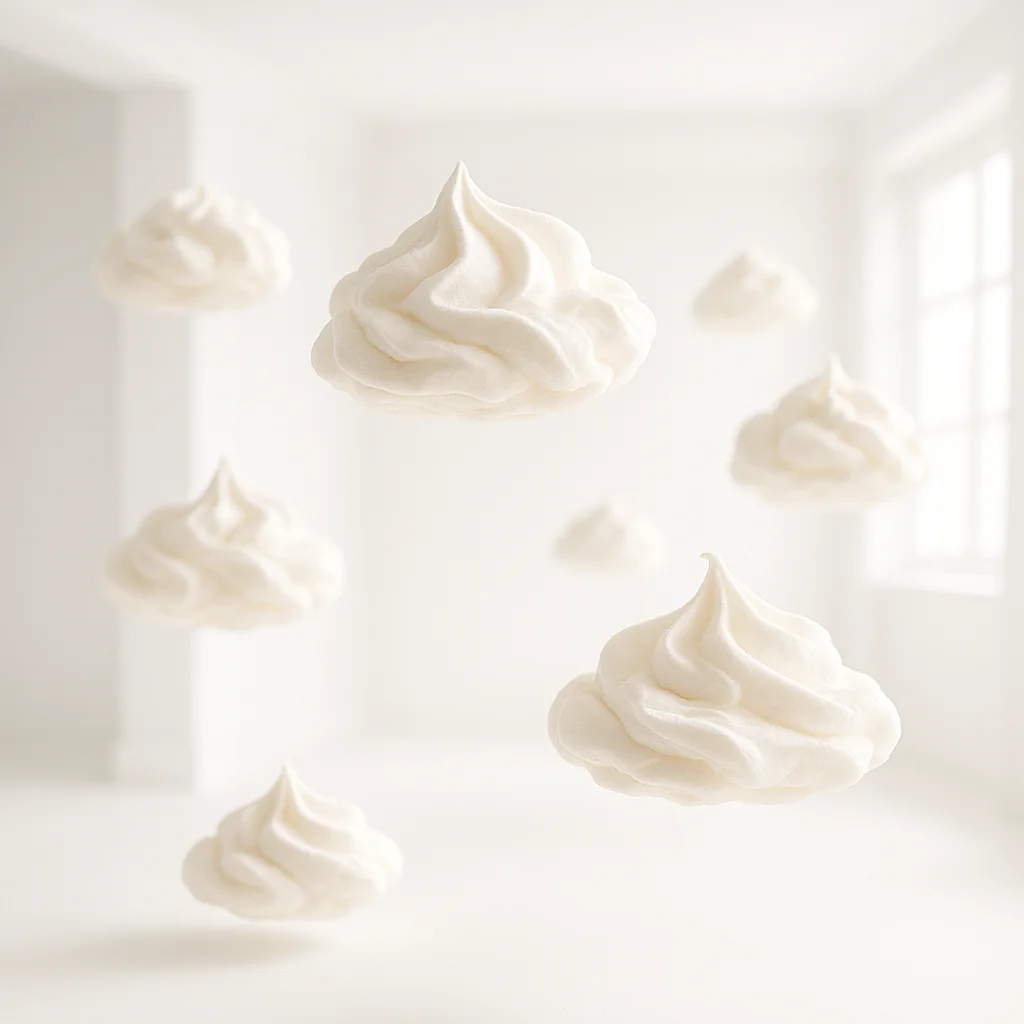 Schwebende Baiser-Wolken im Raum