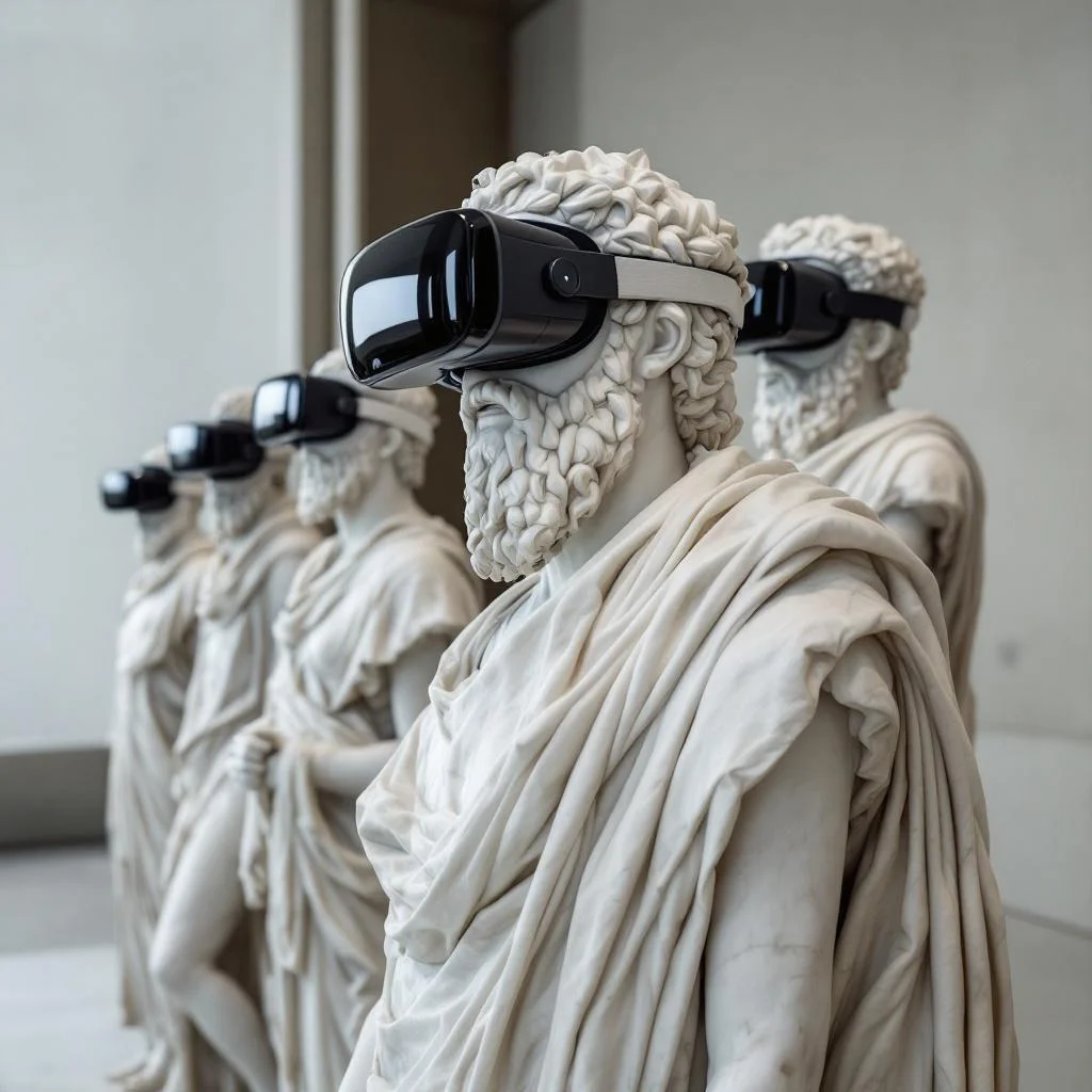 Antike Statuen mit VR-Brillen