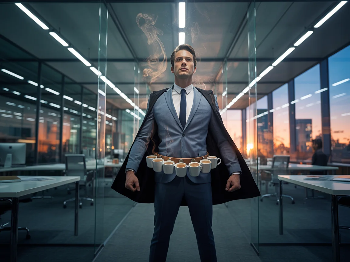 Kaffee-Superheld im Büro