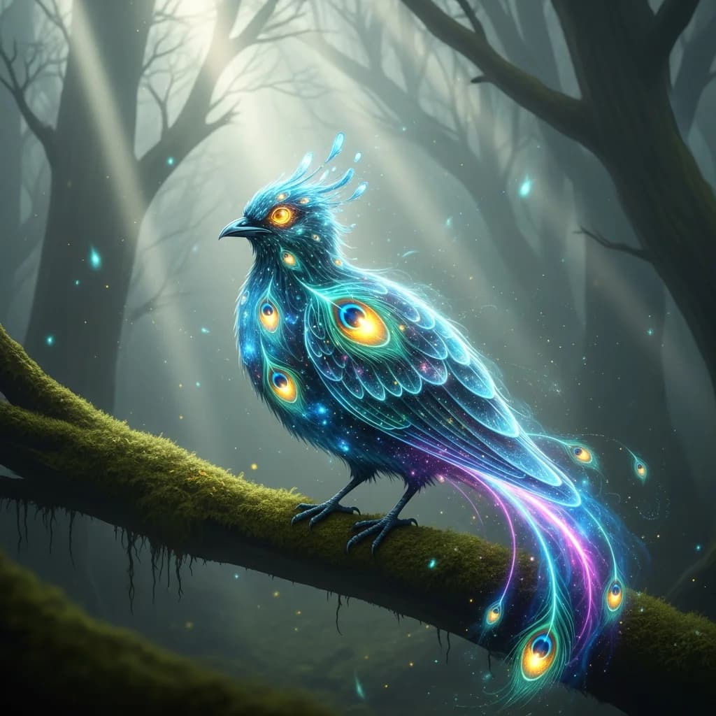 Mystischer Gasvogel im Nebelwald