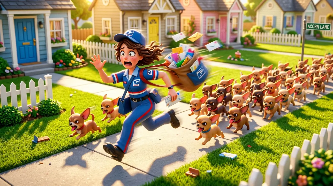 Chaotische Chihuahua-Verfolgungsjagd im Spielzeugformat