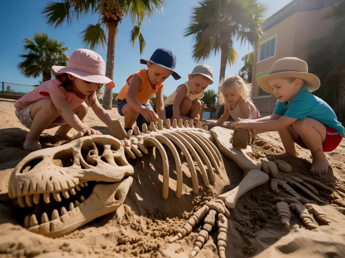Dino-Ausgrabung im Sandkasten