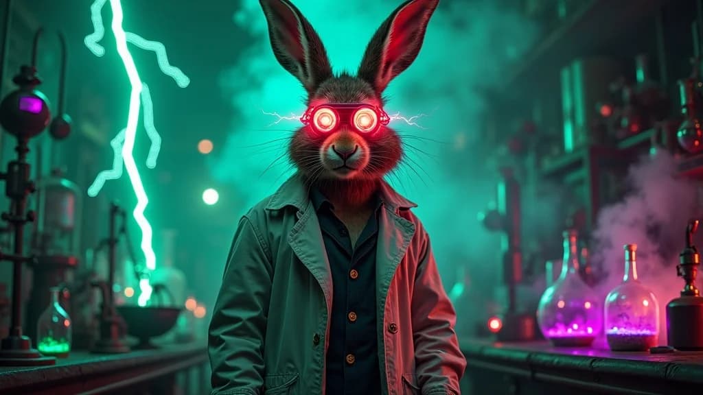 Verrückter Hasen-Wissenschaftler im Labor