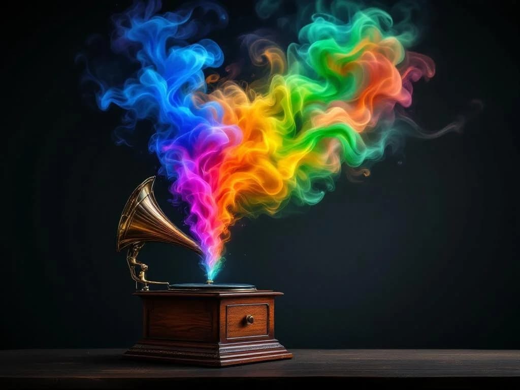 Farbenspuckendes Vintage-Grammophon