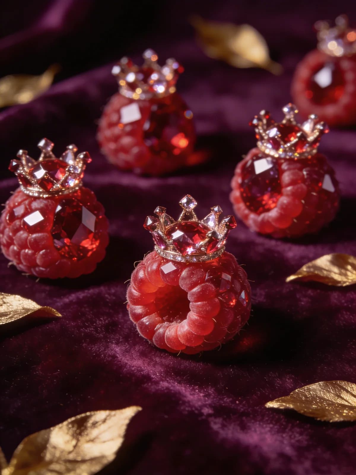 Himbeeren als Rubinkronen