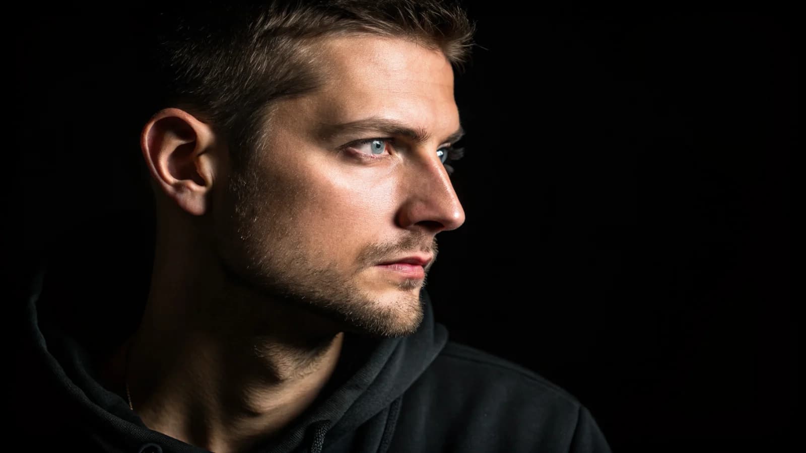 Minimalistisches Männerportrait mit Split Lighting