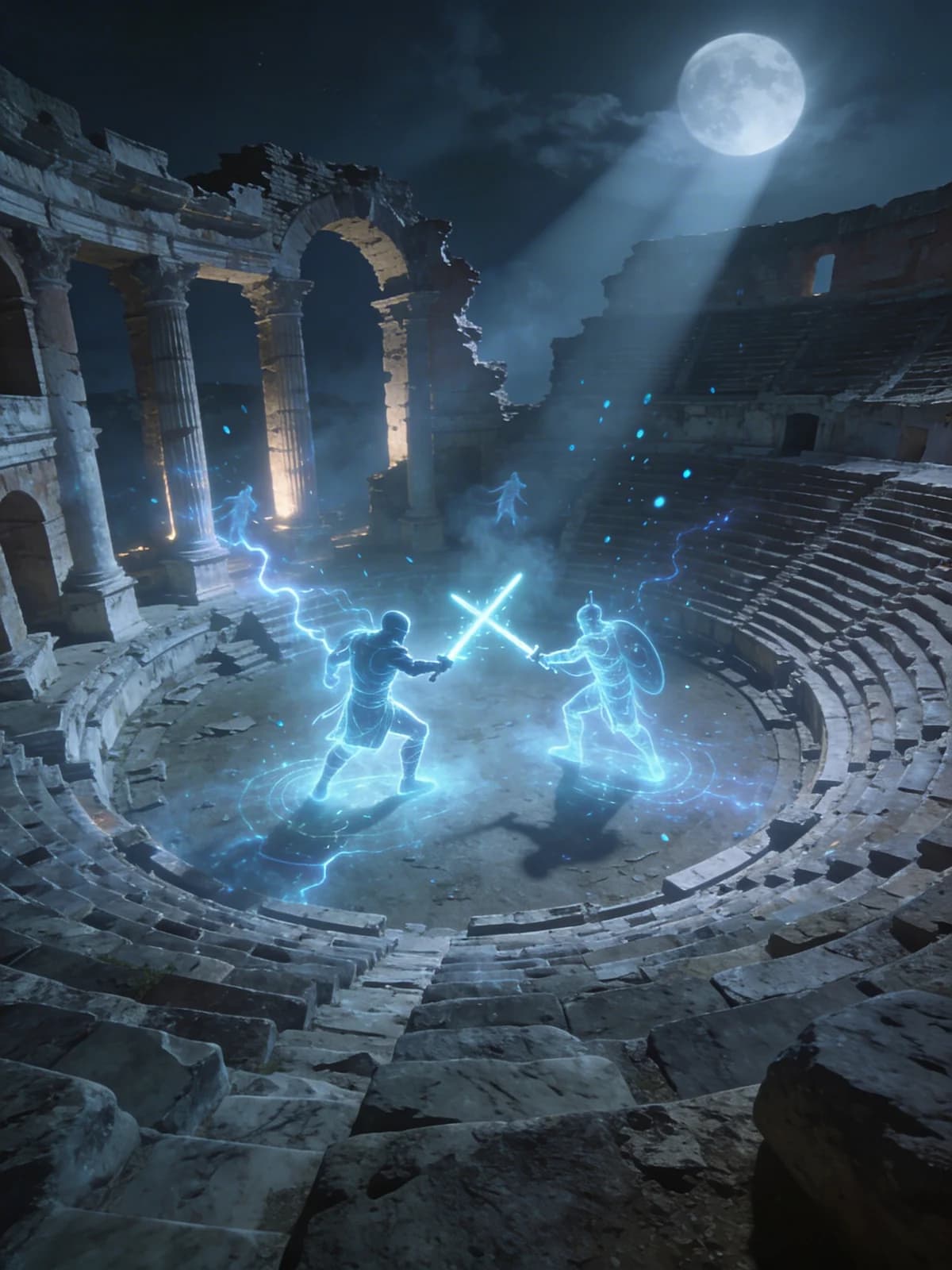 Holografische Gladiatoren im Mondschein