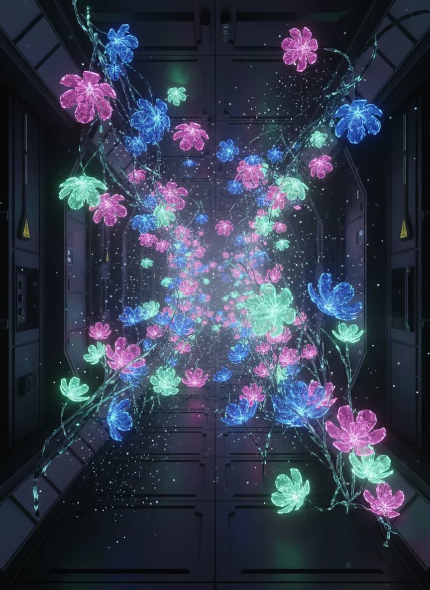 Holografischer Garten im Weltraum