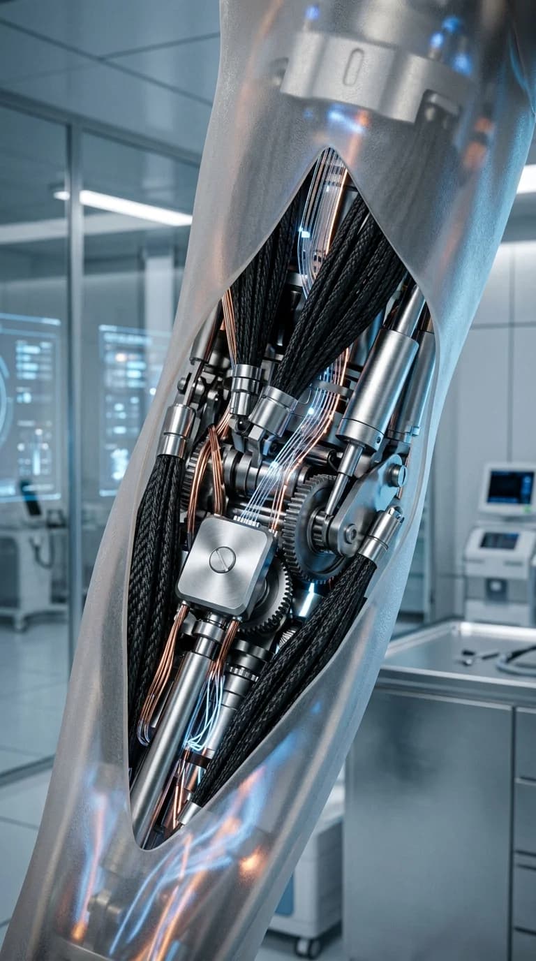 Cyborg-Details im futuristischen Labor