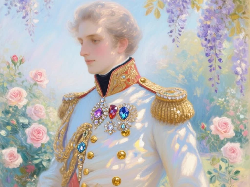 Impressionistische Juwelen-Uniform im Gartenlicht