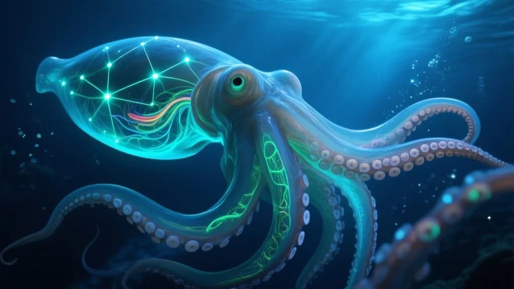 Majestätischer Riesenkalmar der Tiefsee