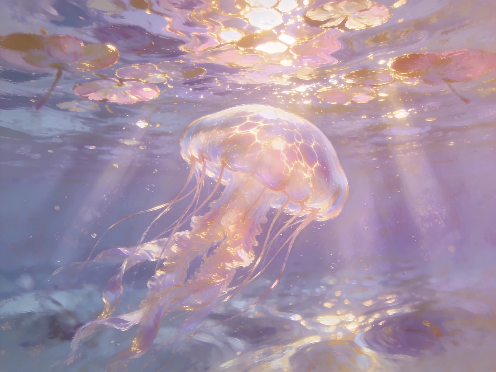 Qualle im goldenen Sonnenlicht