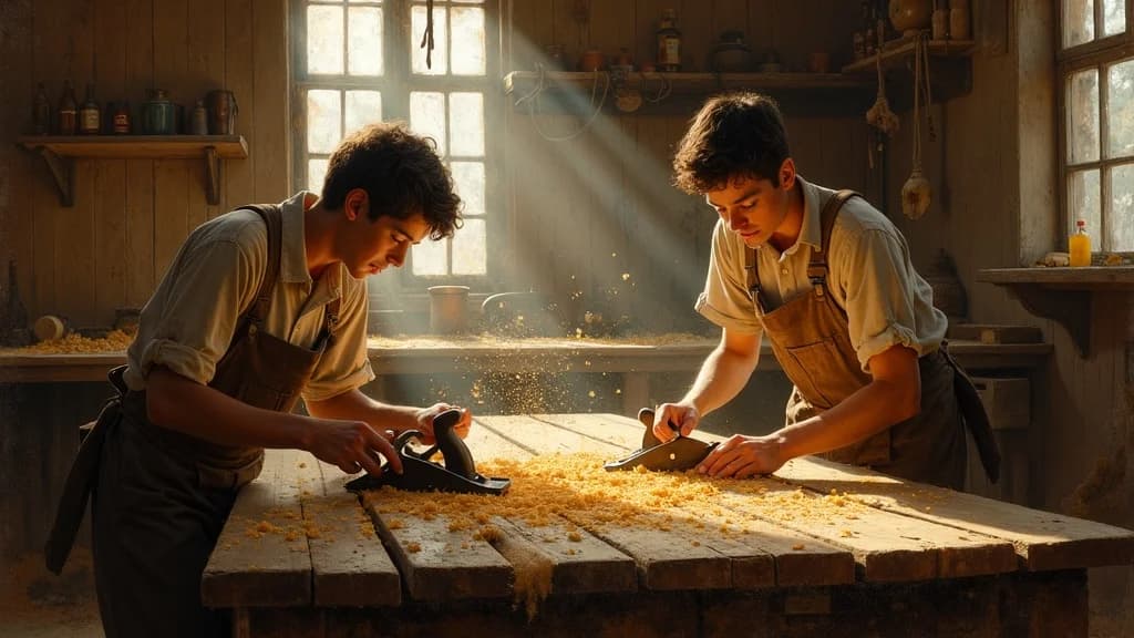 Lehrlinge in der traditionellen Schreinerei