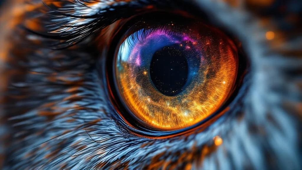 Eule mit kosmischen Augen