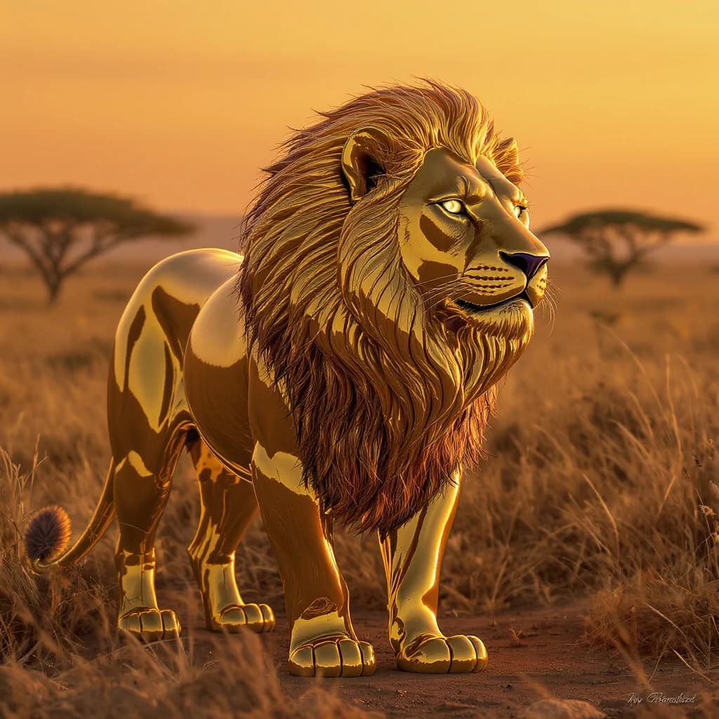 Majestätischer Goldlöwe der Savanne