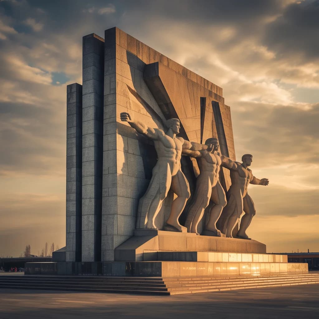 Heroisches Denkmal im Abendrot