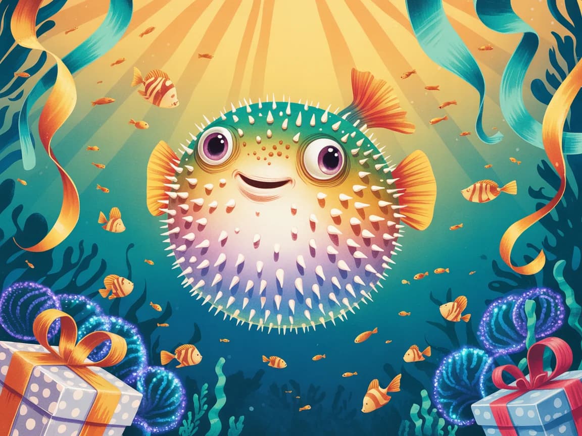 Kugelfisch-Ballon auf Unterwasser-Geburtstagsparty