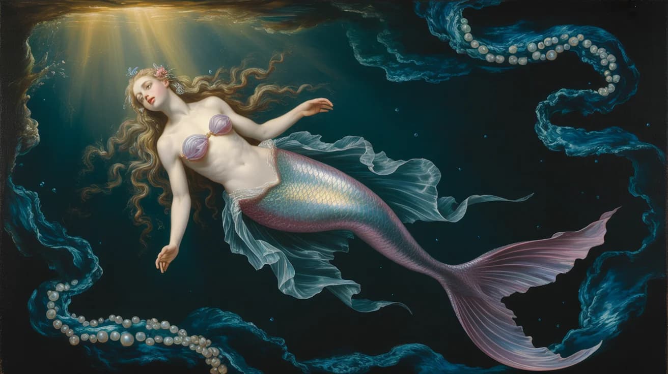 Mystische Meerjungfrau in barocker Tiefsee