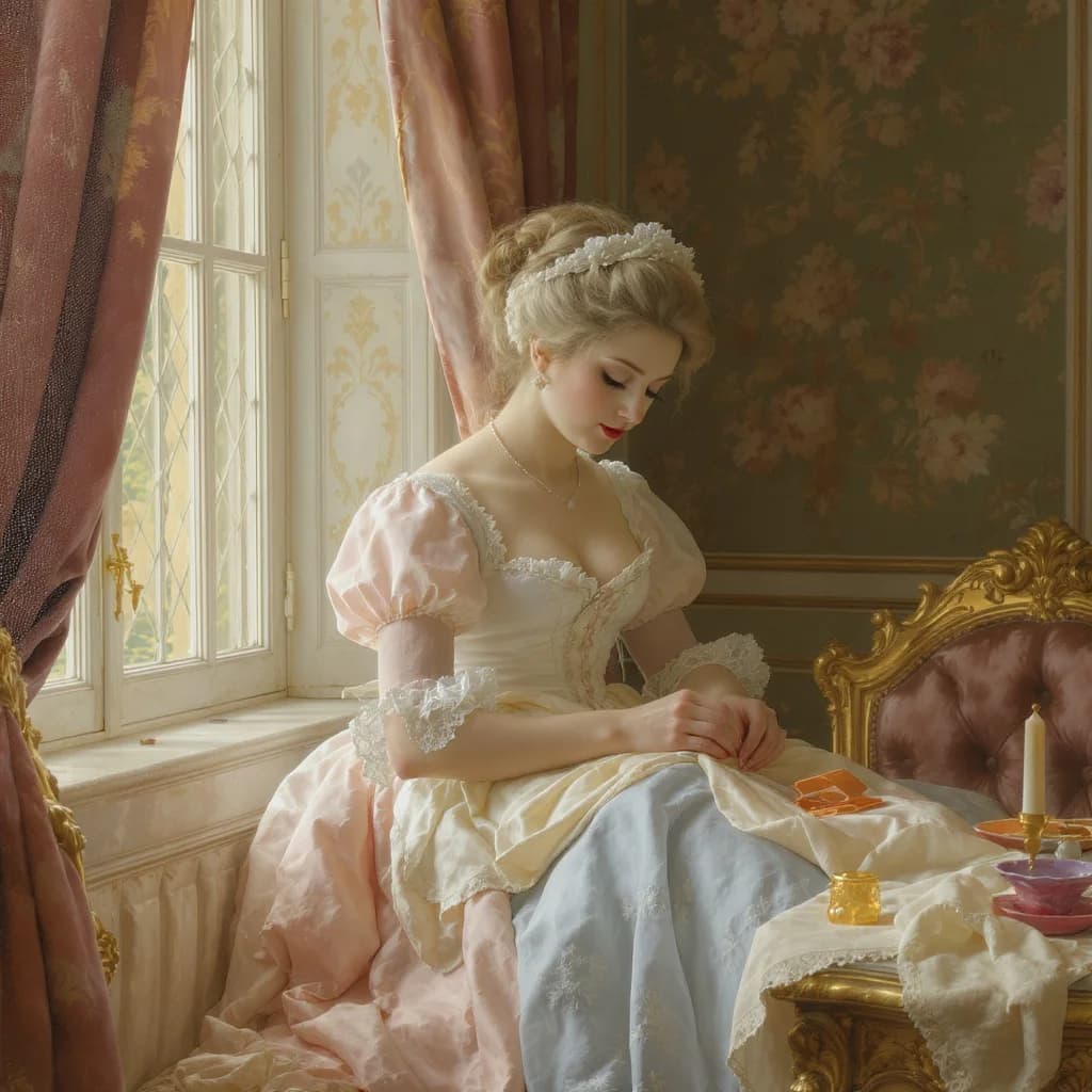 Rokoko-Näherin im Pastelllicht