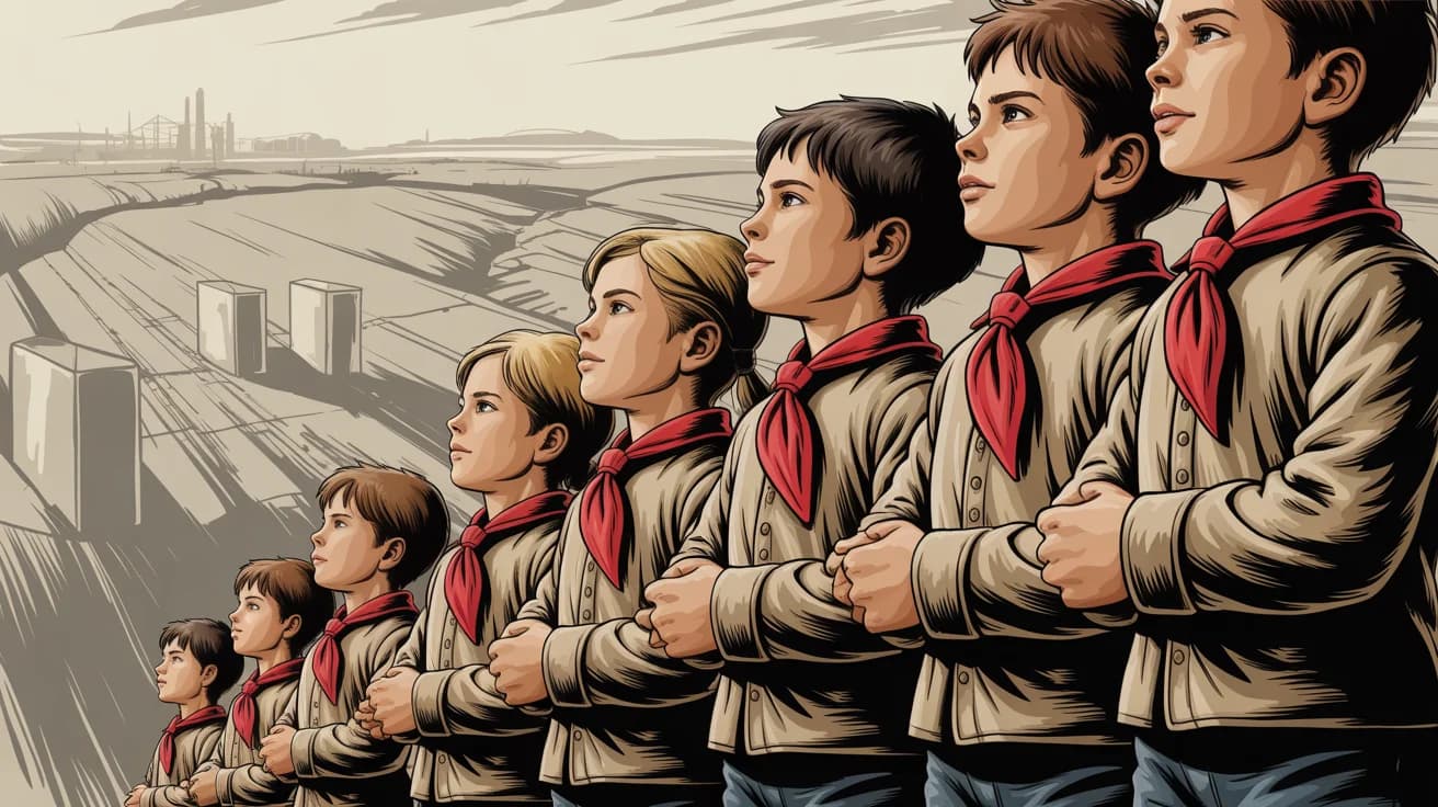 Junge Pioniere im Agitprop-Stil