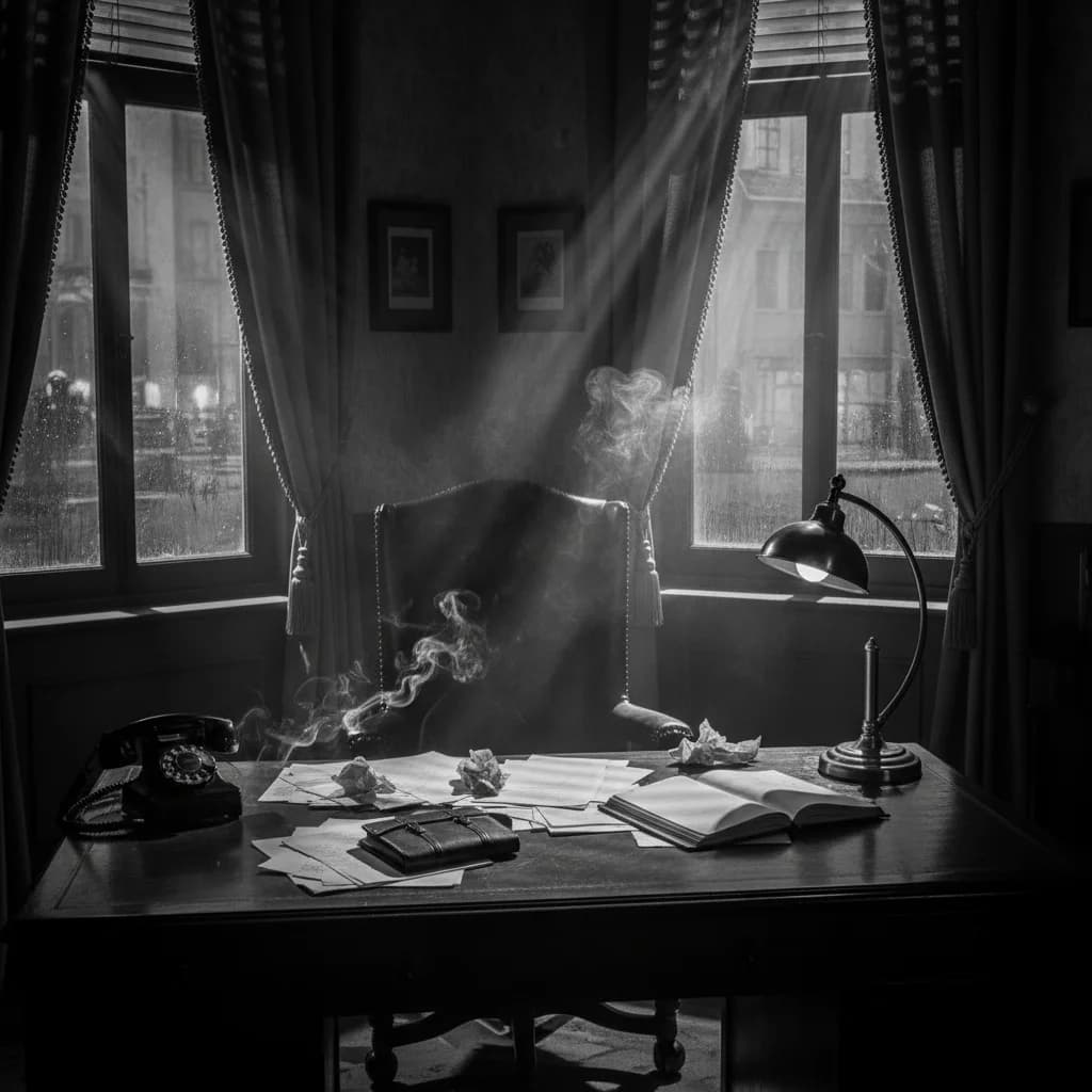 Film Noir Büro mit dramatischen Schatten