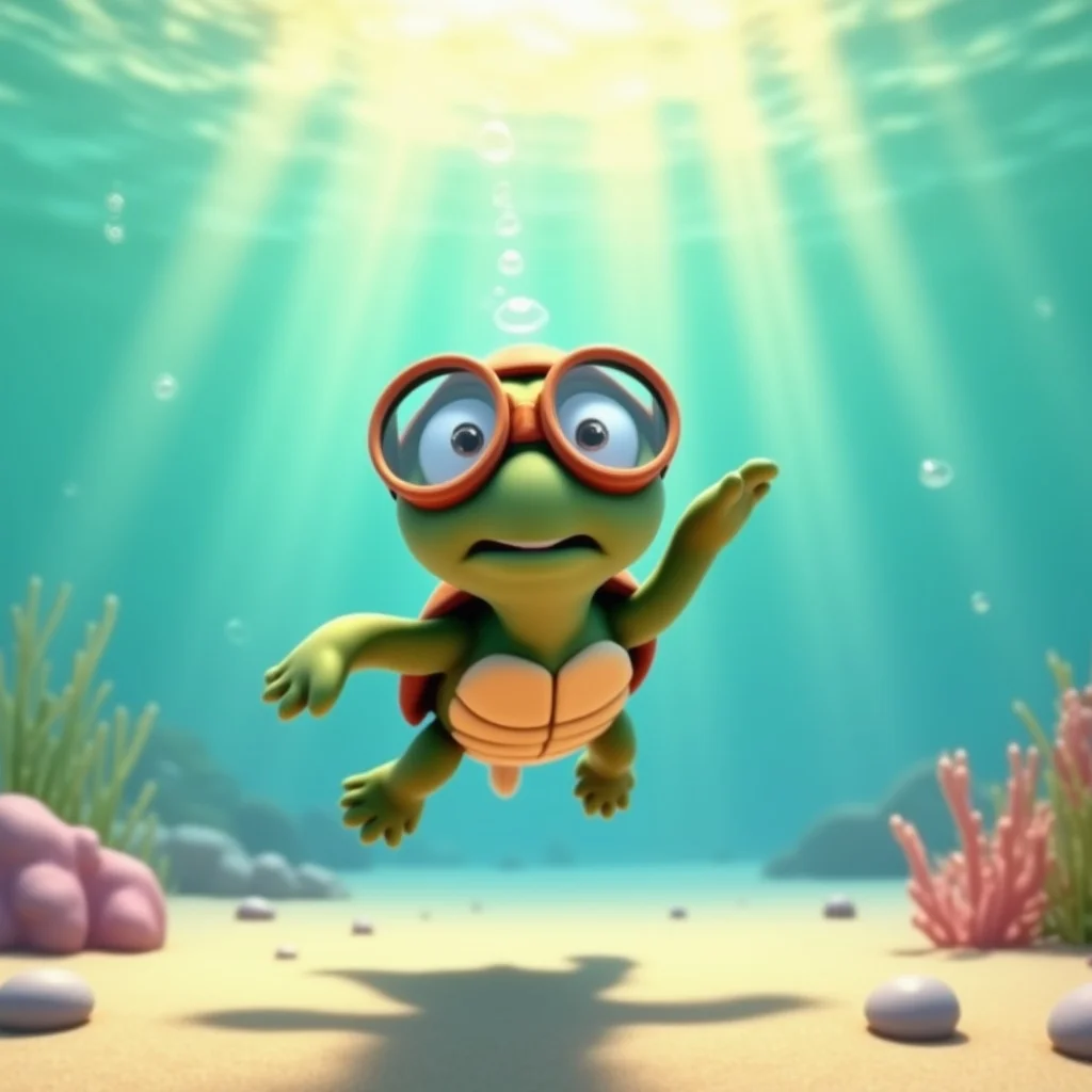 Tollpatschige Unterwasser-Yoga Schildkröte