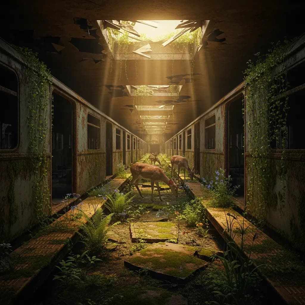 Rehe in verlassener U-Bahn-Station