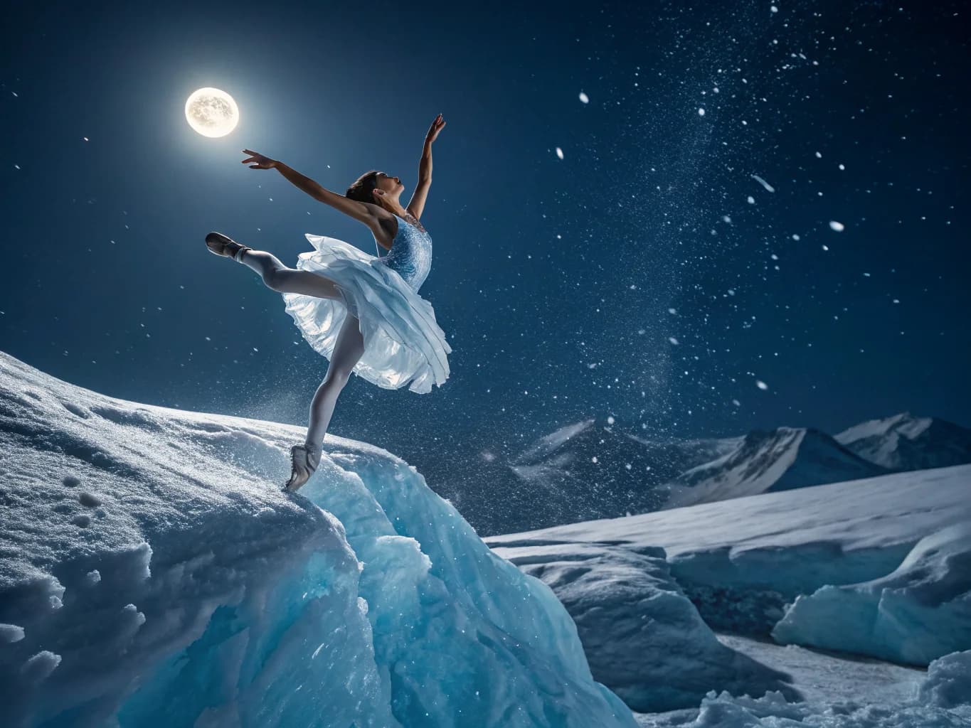 Mondschein-Ballett auf dem Gletschergipfel