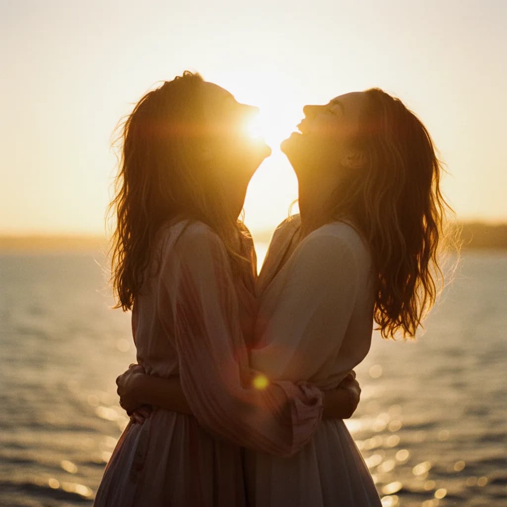 Goldene Freundschaft im Gegenlicht