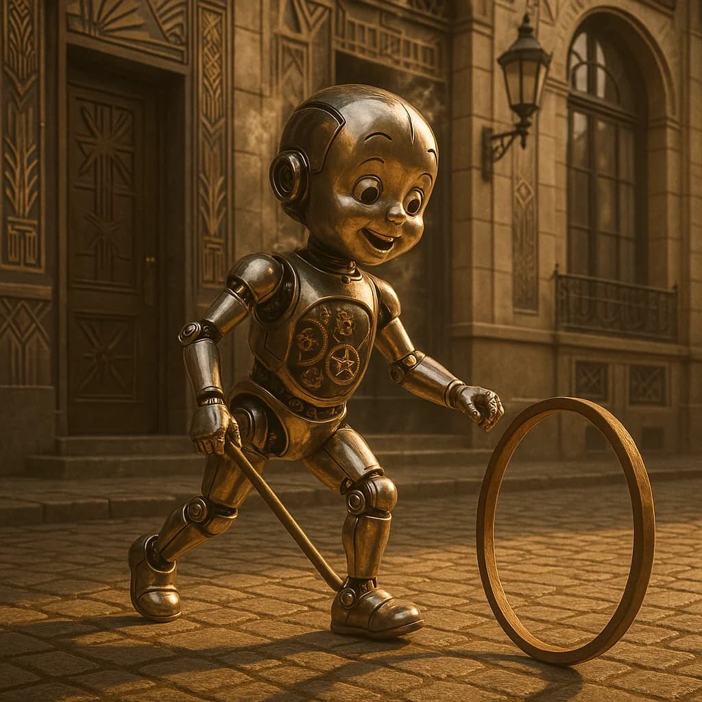 Mechanisches Kind mit Reifen - Art Déco