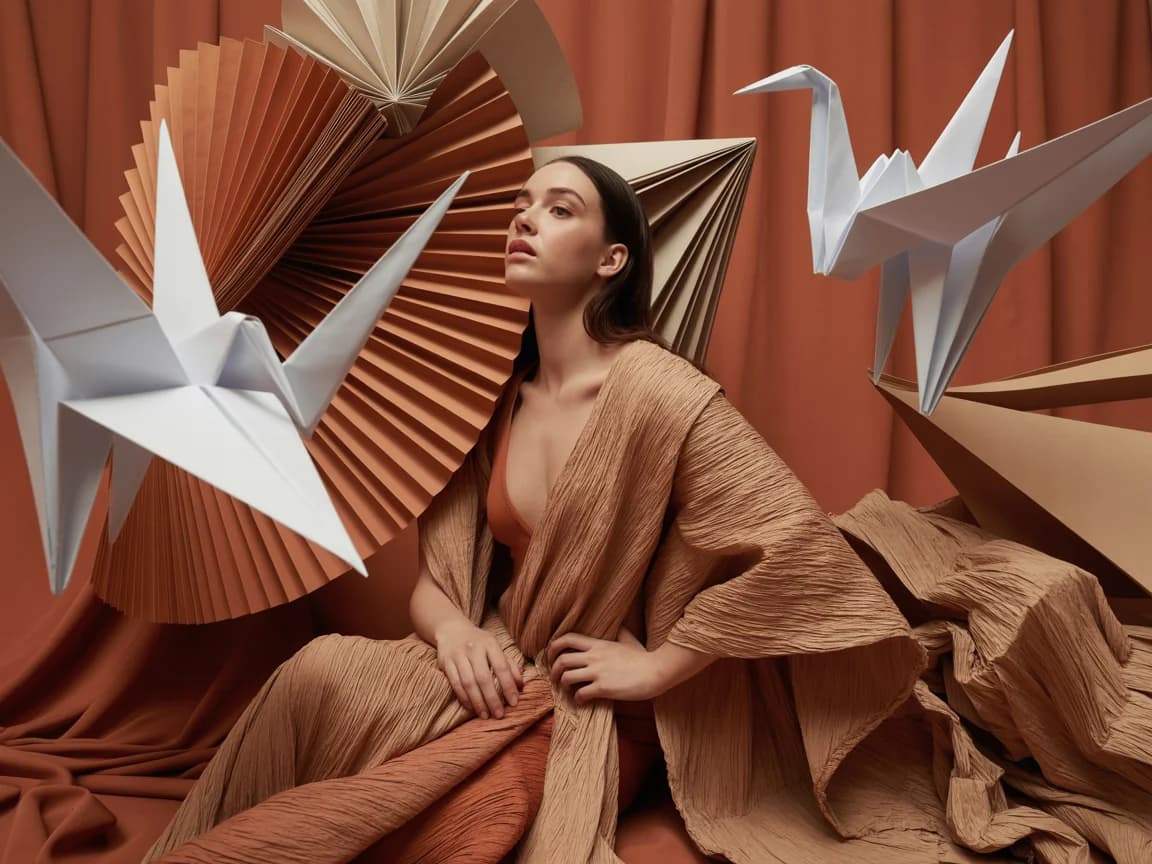 Kubistische Mode mit Origami-Elementen