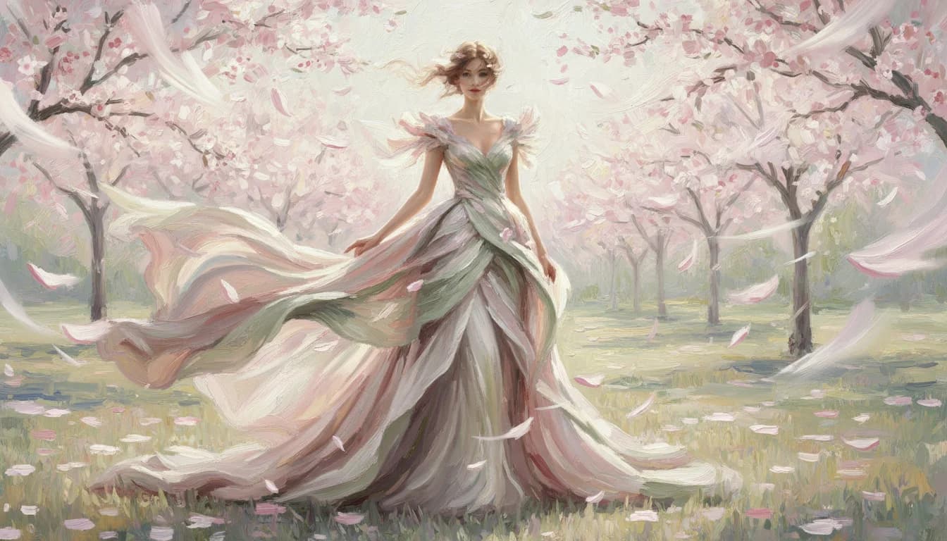 Elegante Pose im Kirschblütensturm