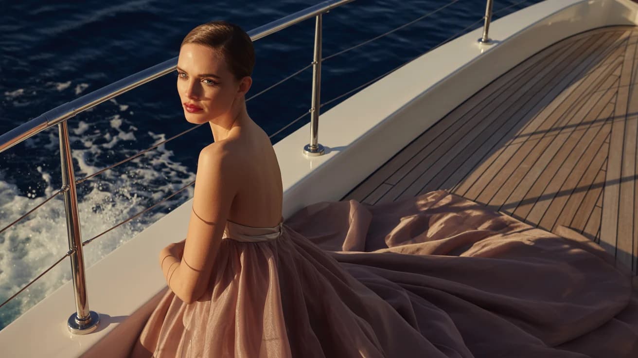 Elegante Haute Couture auf Luxusjacht