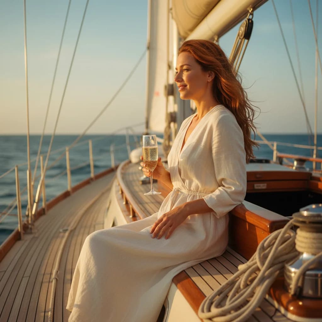 Elegante Segelyacht-Entspannung bei Sonnenuntergang